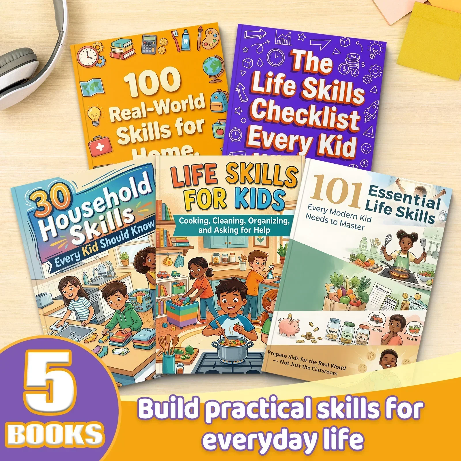 Home Cooking Book - 5권의 어린이 생활 기술 모음집, 가정,