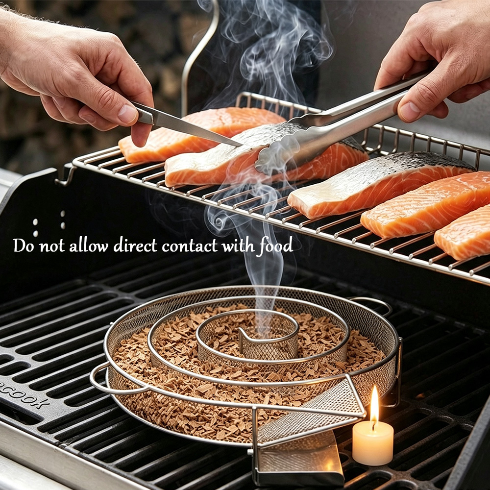 Smoker Box Wood Chip - 원형 스테인리스 훈제 트레이, 야외 사냥용