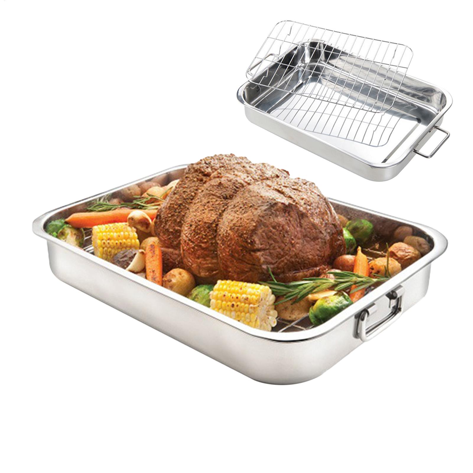 Home Cooking Utensils - 42cm 로스팅 팬(랙 포함) 스테인레스 스틸