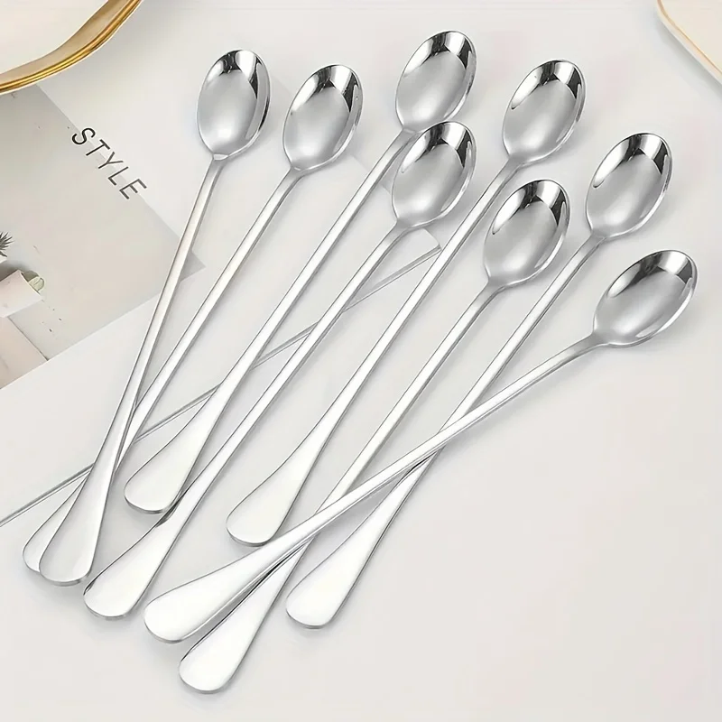 Home Cooking Utensil Set - 스테인리스 스틸 1/10개 롱 핸들 스푼