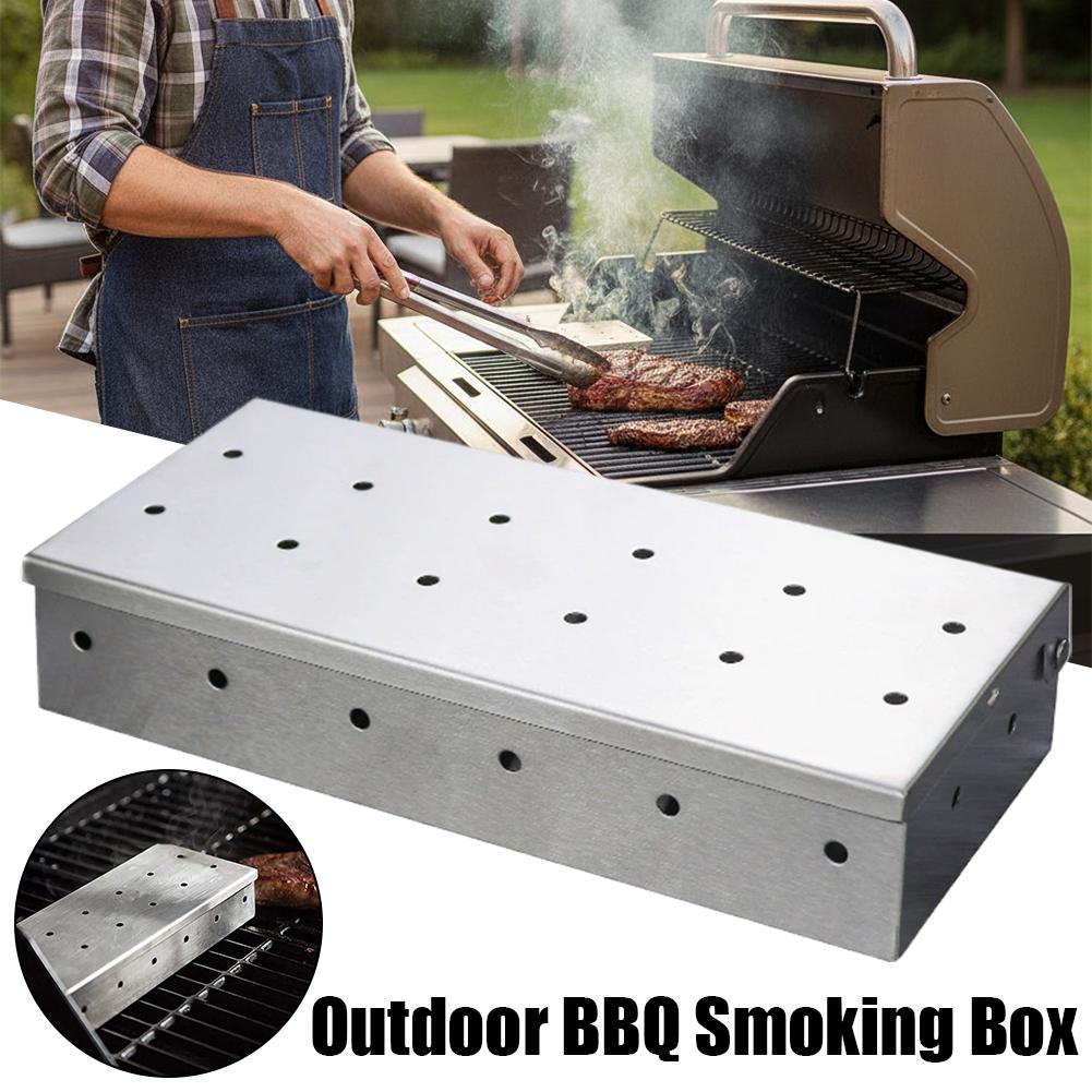 Smoker Box Wood Chip - 스테인리스 스틸 바베큐 스모커 박스, 두꺼운