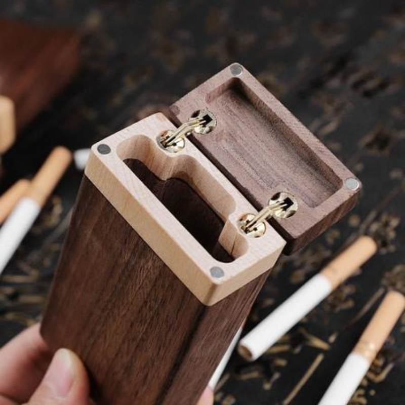 Smoker Box Wood Chip - 고품질 블랙 월넛 나무 휴대용 담배