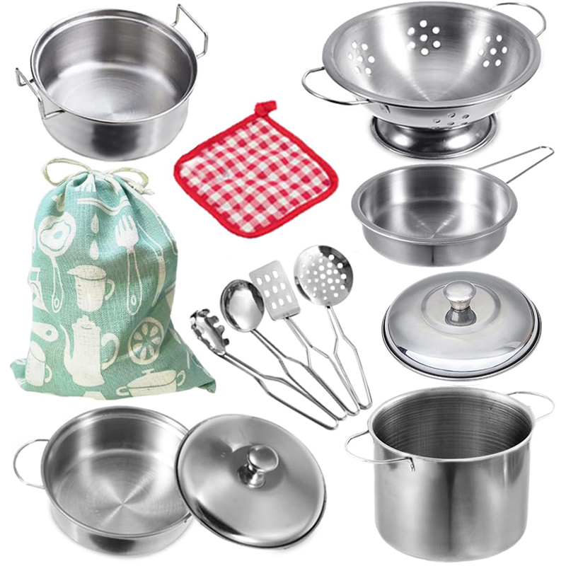 Home Cooking Utensil Set - 미니 스테인리스 스틸 주방용품 장난감 세트