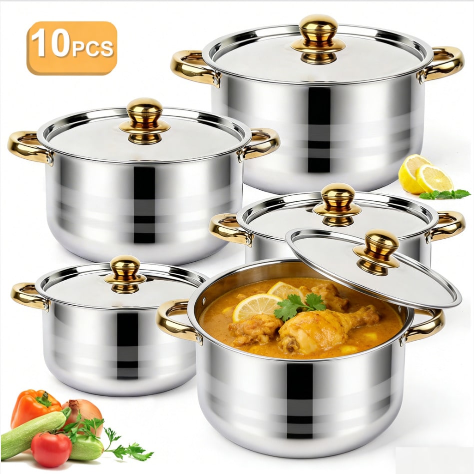 Home Cooking Utensils - 스테인리스 스틸 냄비 세트 모던 럭셔리