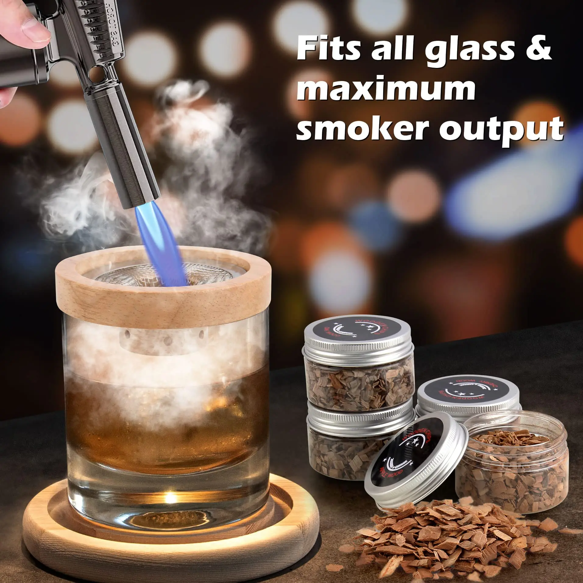 Smoker Box Wood Chip - 칵테일 흡연자 세트 바 나무 훈제