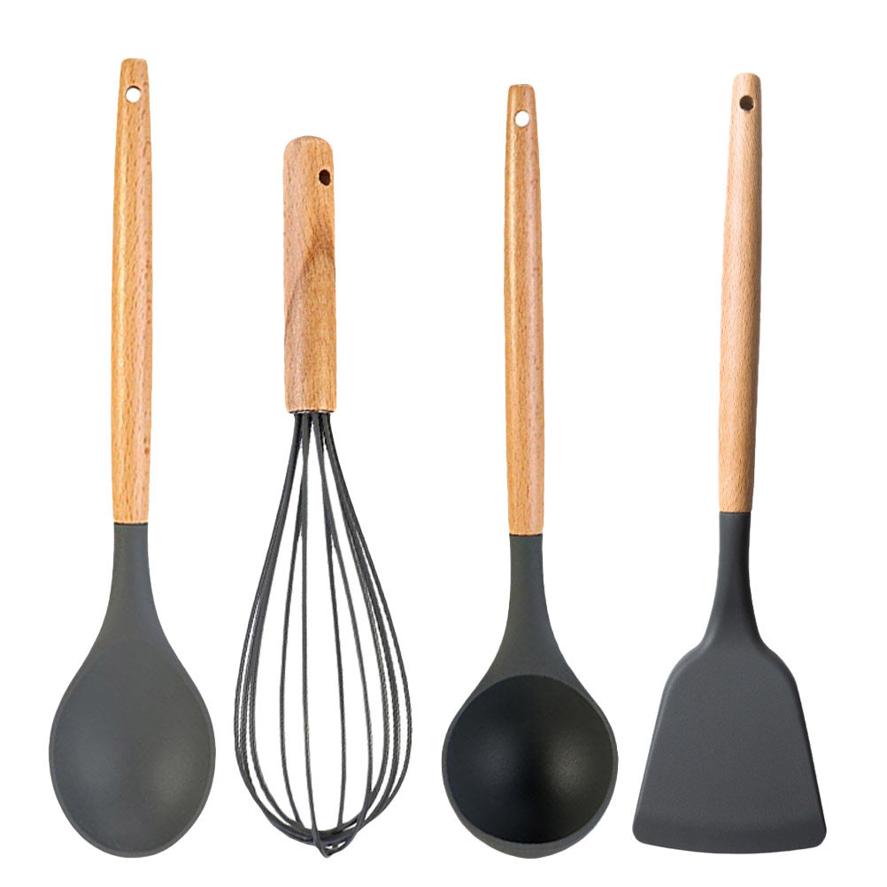 4종 조리기구 세트 논스틱 내열성 주방용 주걱, 국자, - Home Cooking Utensils 리뷰 및 가격