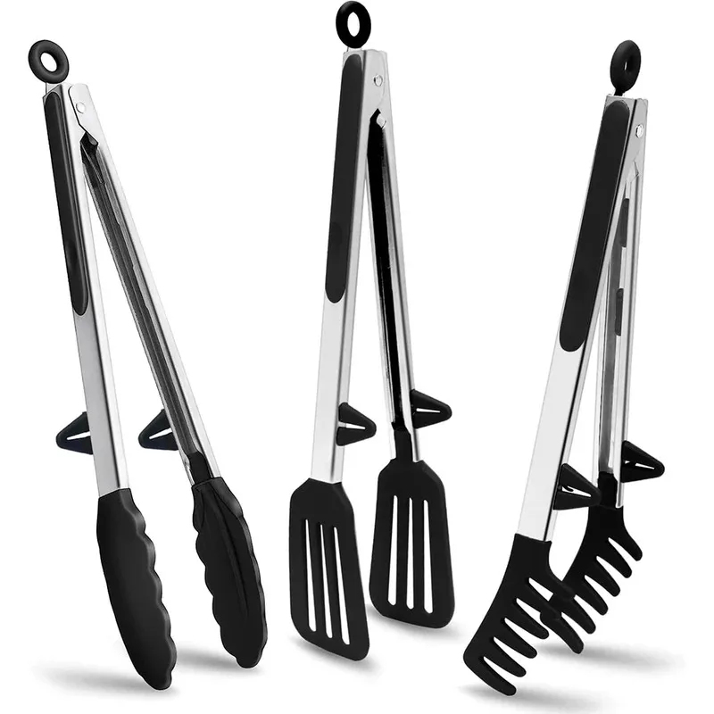3pcs 실리콘 주방 요리 집게 세트 스테인레스 스틸  - Home Cooking Utensil Set 리뷰 및 가격