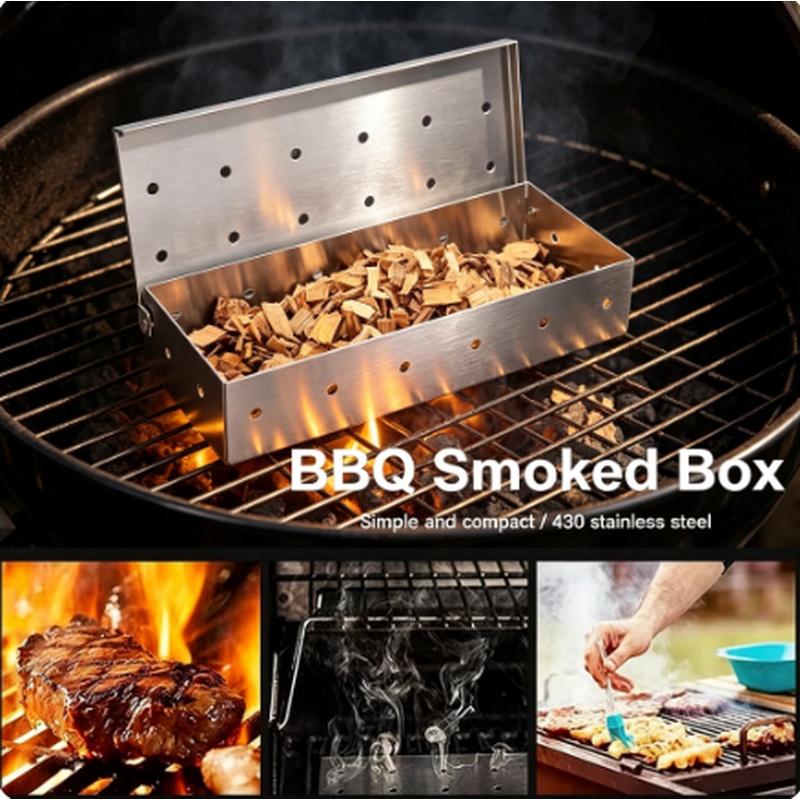 스테인리스 스틸 스모커 박스, 우드칩용 BBQ 그릴 액 - Smoker Box Wood Chip 리뷰 및 가격