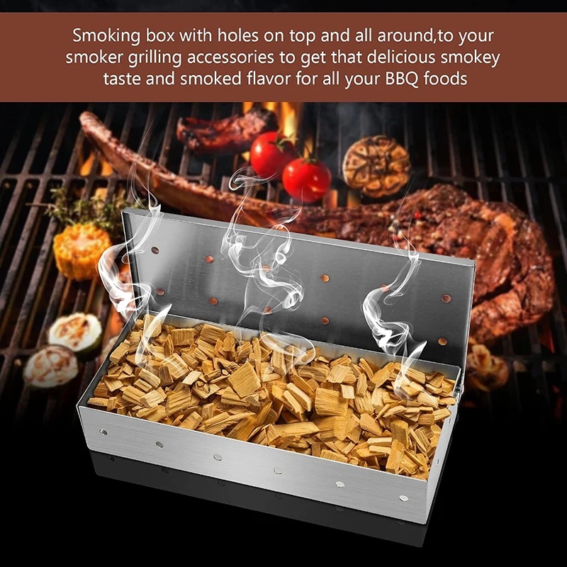 스테인리스 스틸 스모커 박스, 우드칩용 BBQ 그릴 액 - Smoker Box Wood Chip 리뷰 및 가격