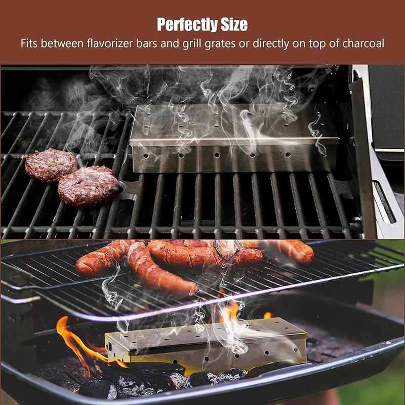 스테인리스 스틸 스모커 박스, 우드칩용 BBQ 그릴 액 - Smoker Box Wood Chip 리뷰 및 가격