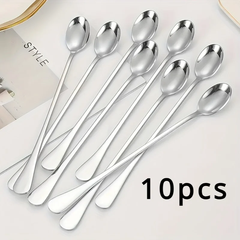 스테인리스 스틸 1/10개 롱 핸들 스푼 세트 - 식기 - Home Cooking Utensil Set 리뷰 및 가격