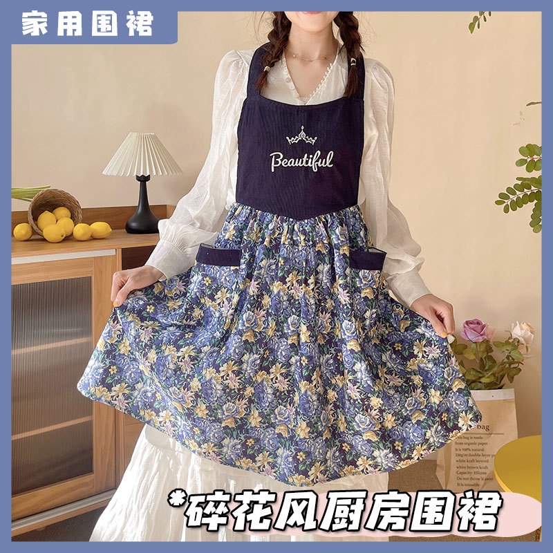 여성용 코듀로이 앞치마, 주방 요리, 가정용, 밀크티, - Home Cooking Work 리뷰 및 가격