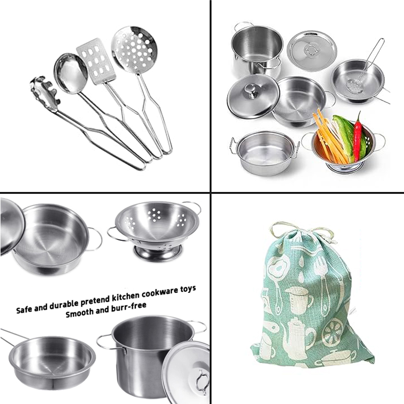 미니 스테인리스 스틸 주방용품 장난감 세트 (여아용), - Home Cooking Utensil Set 리뷰 및 가격
